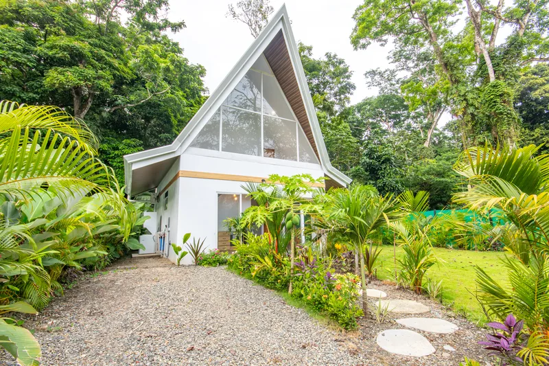 Crystal Jungle Villa exterior — luxury A-frame jungle villa in Puerto Viejo de Talamanca