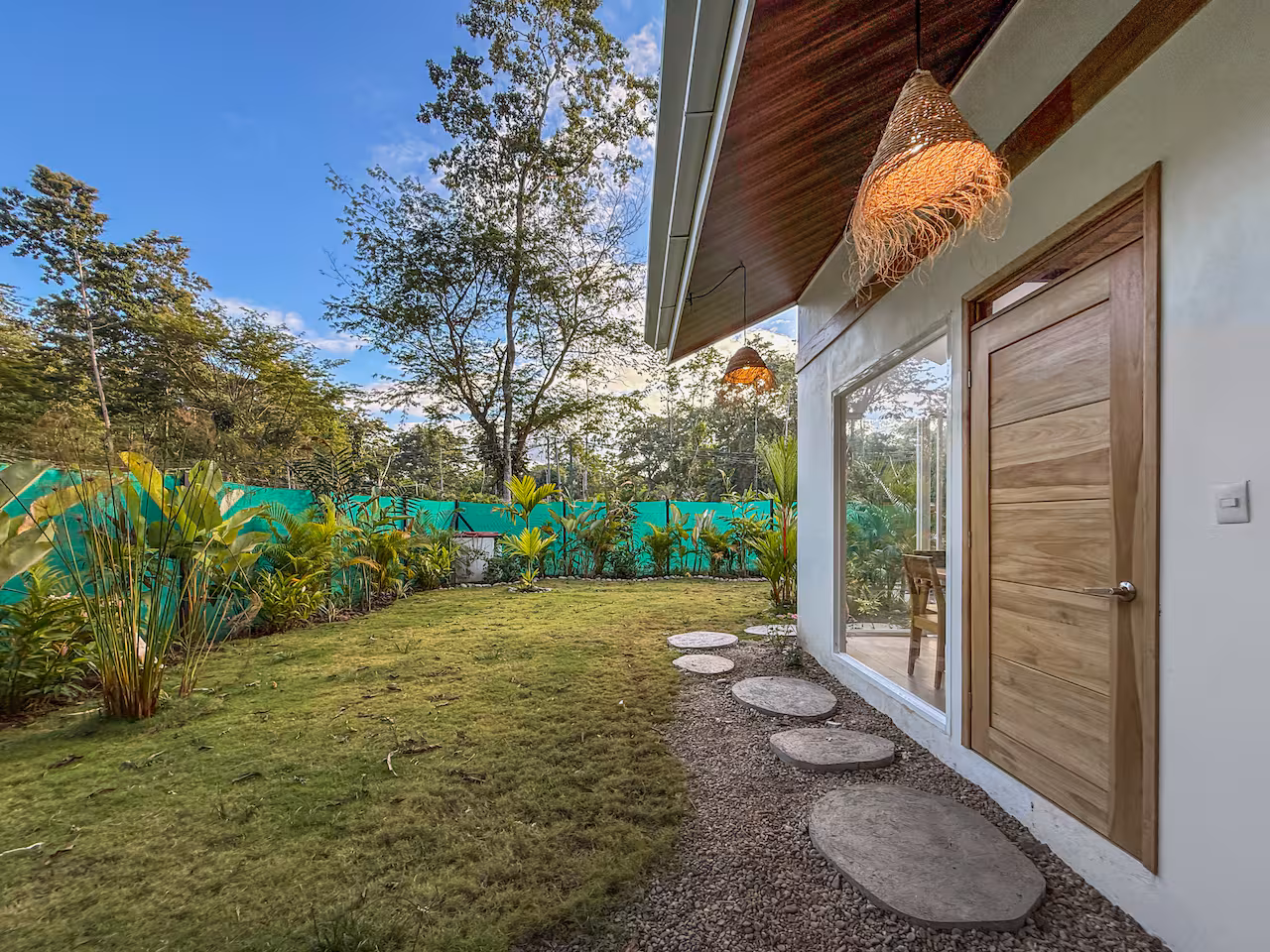 A-frame vacation home exterior details at Crystal Jungle Villa