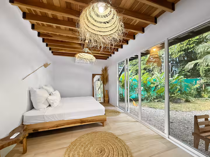 Loft king bedroom at Crystal Jungle Villa — private jungle villa in Puerto Viejo de Talamanca
